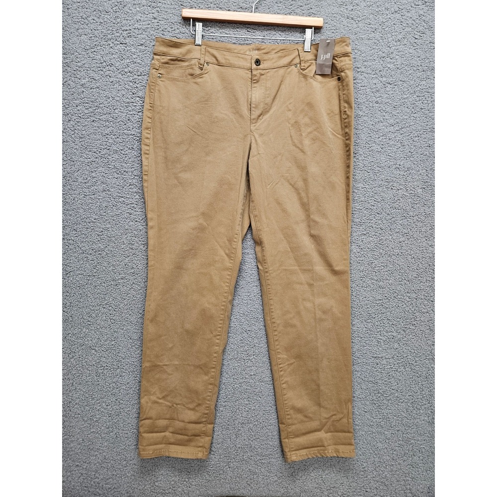 NWT J. Jill Slim Boyfriend Pants 16 Amber Tan Straight Fit Stretch Cotton